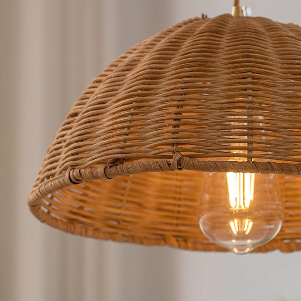 Pendant Lamp Rattan Shade and Body Cone Shape Natural Minimalist