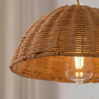 Pendant Lamp Rattan Shade and Body Cone Shape Natural Minimalist