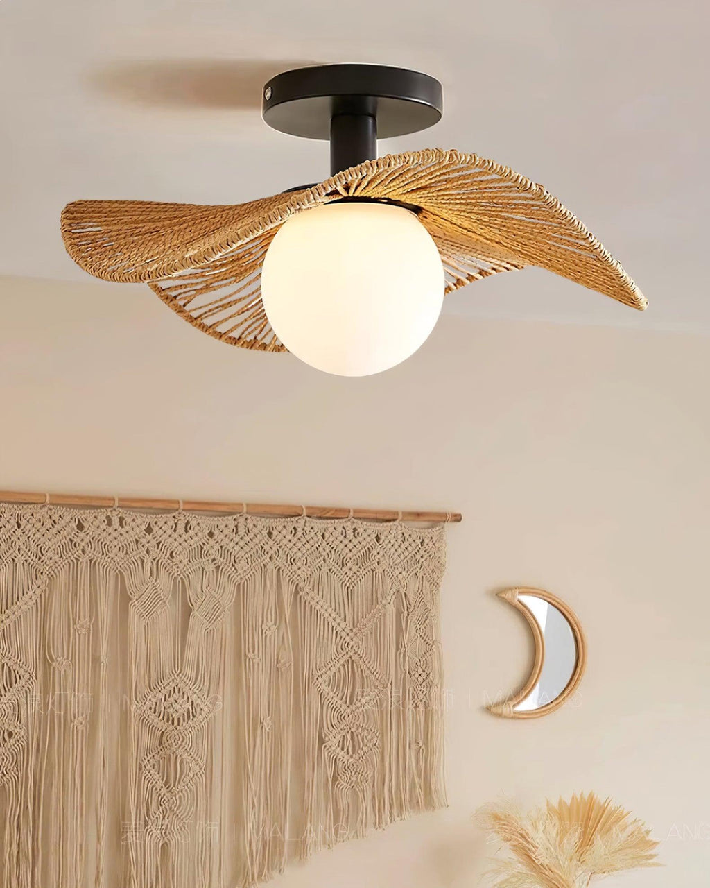 Fynora Woven Semi Flush Ceiling Light