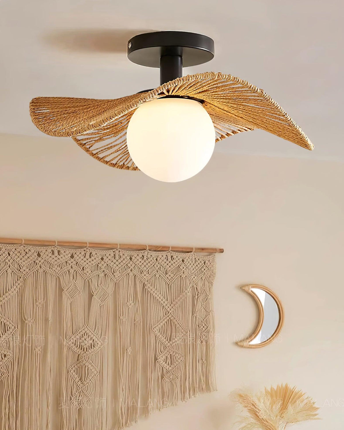 Fynora Woven Semi Flush Ceiling Light