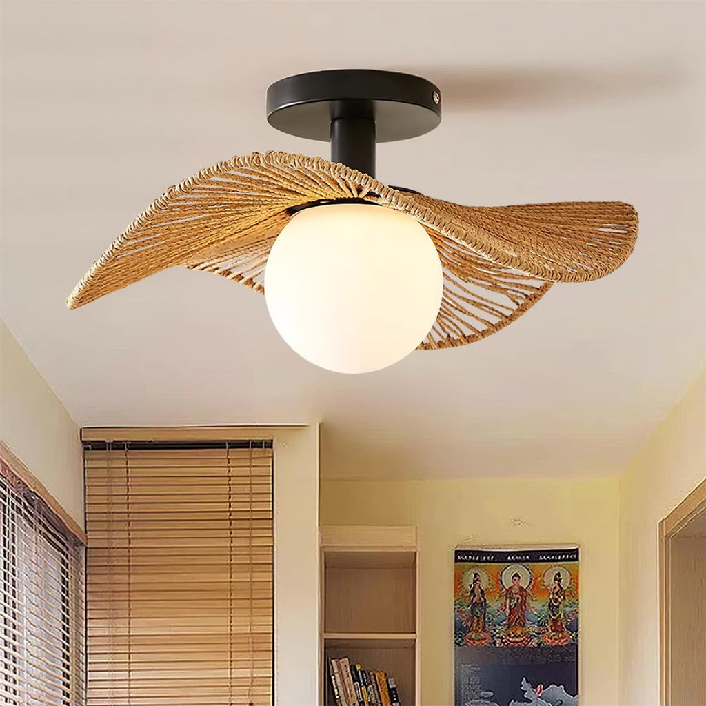 Fynora Woven Semi Flush Ceiling Light