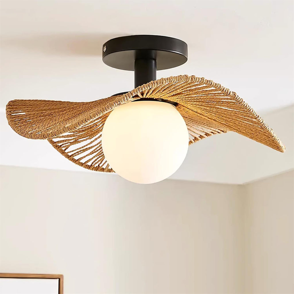 Fynora Woven Semi Flush Ceiling Light