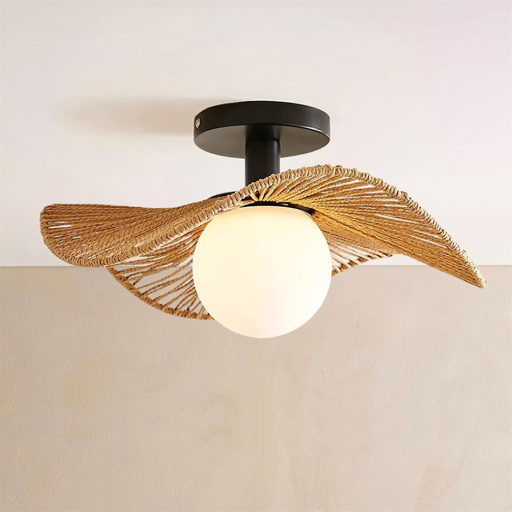 Fynora Woven Semi Flush Ceiling Light