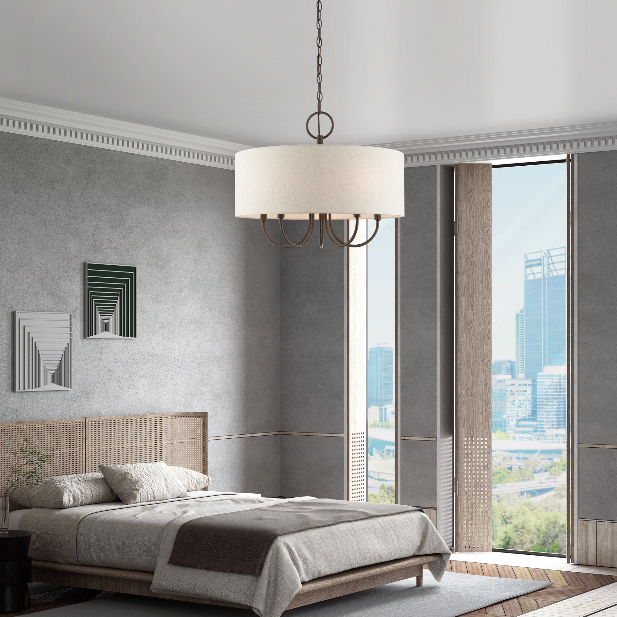 Ovyneth Classic Vintage Drum Fabric Chandelier