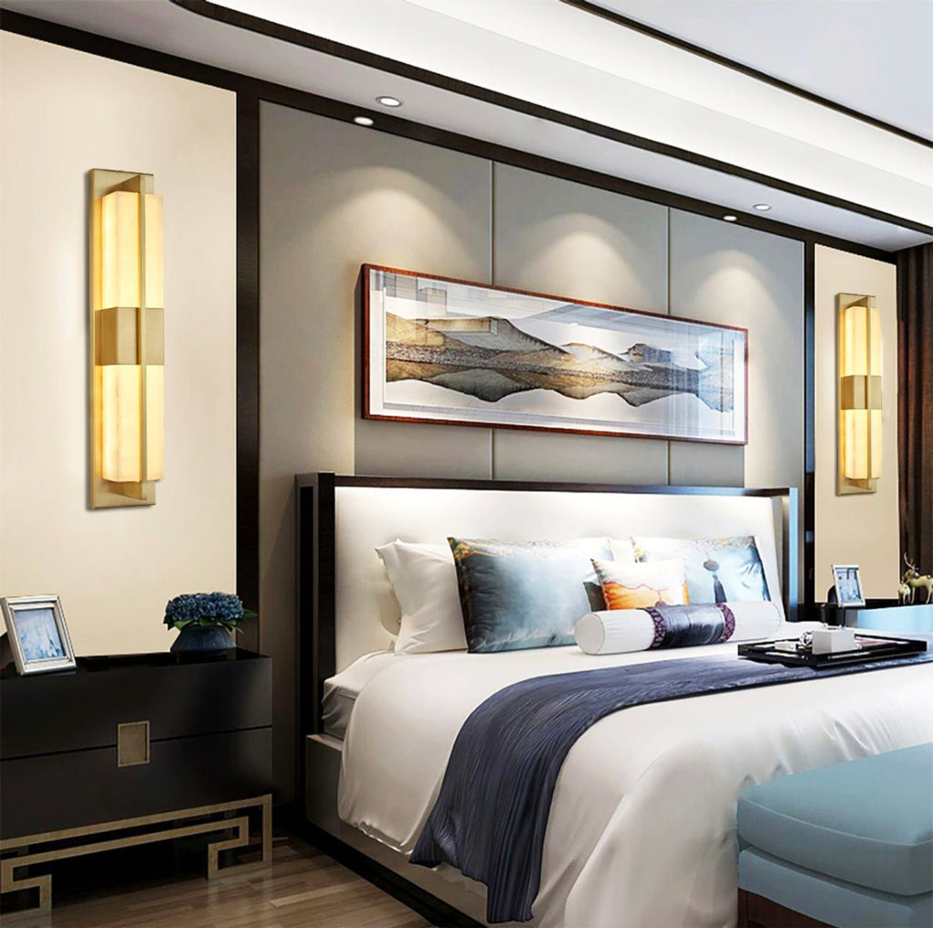 Caspian Alabaster Brass Wall Light