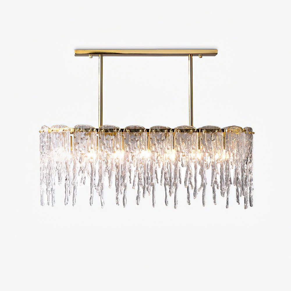 Cathaa Postmodern Luxury Rectangular Icicle Glass Crystal Chandelier