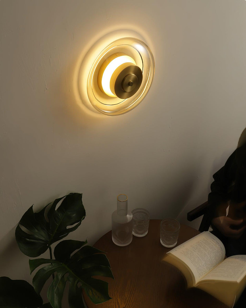 Elysso Brass Circular Wall Lamp