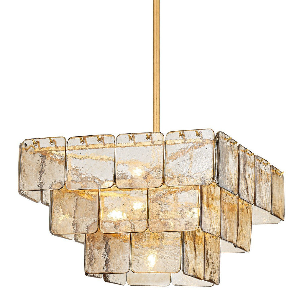 Aurora Chandelier Champagne Piastre Glass Modern