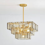 Aurora Chandelier Champagne Piastre Glass Modern