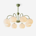 Lustra Chandelier Green Ribbed Glass Modern 8-Light