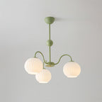 Lustra Chandelier Green Ribbed Glass Modern 8-Light