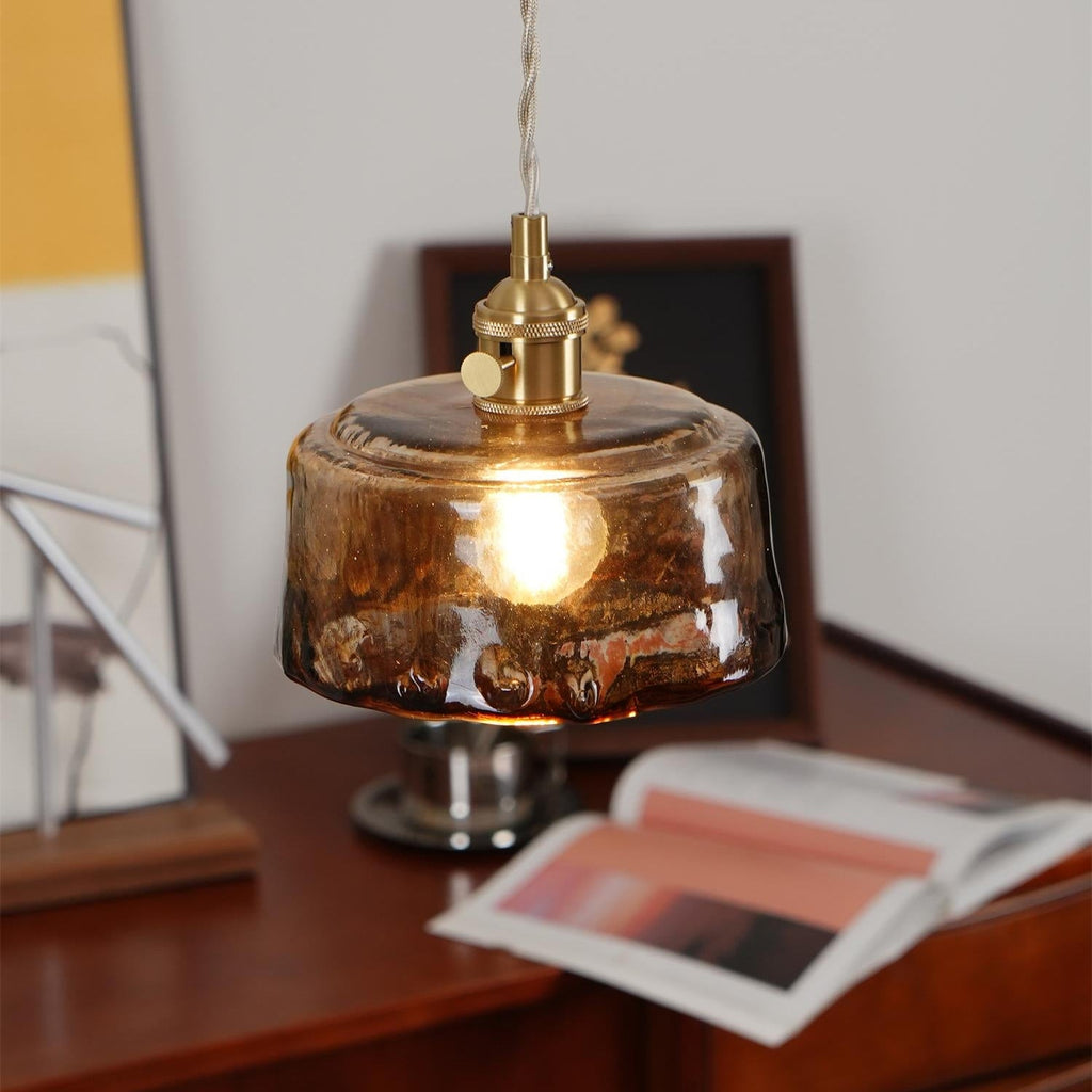 Amberlyn Vintage Amber Glass Pendant Light