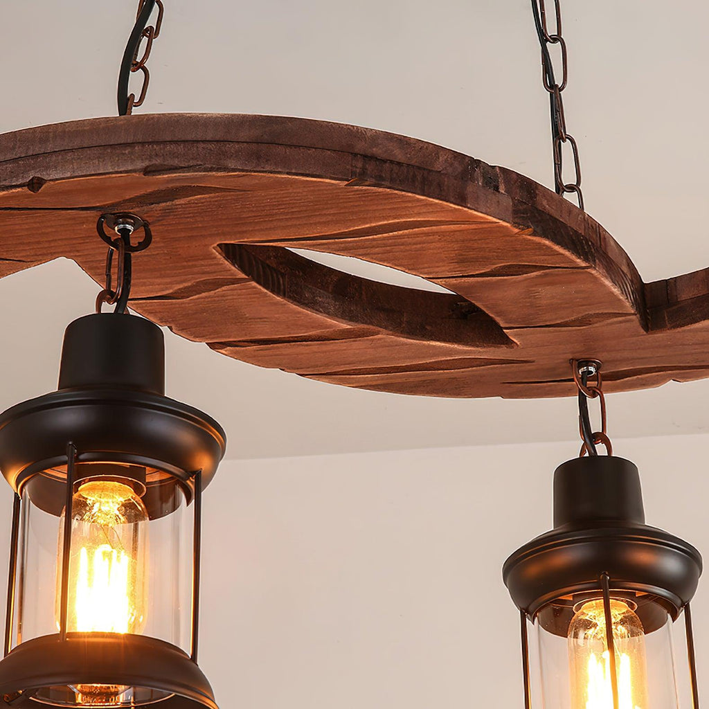Aurora Chandelier Boat Wood Vintage