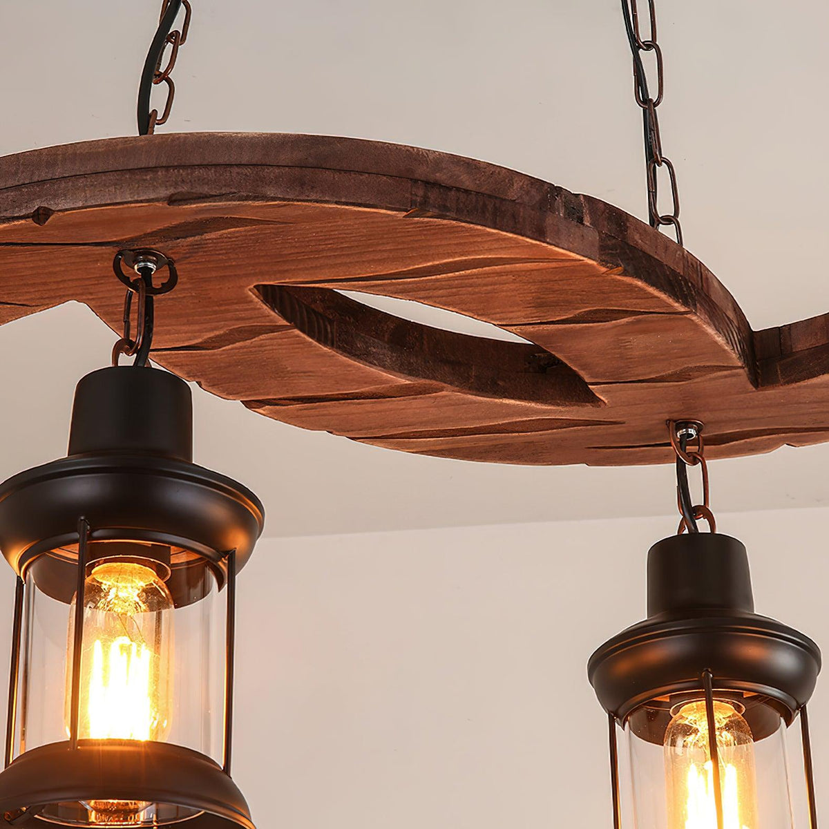 Aurora Chandelier Boat Wood Vintage