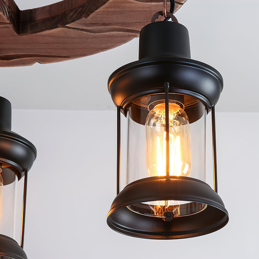 Aurora Chandelier Boat Wood Vintage