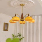 Lustra Pendant Lamp Retro Yellow Glass Brass