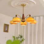 Lustra Pendant Lamp Retro Yellow Glass Brass
