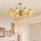 Lustra Pendant Lamp Retro Yellow Glass Brass