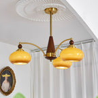 Lustra Pendant Lamp Retro Yellow Glass Brass