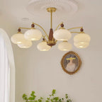 Lustra Pendant Lamp Retro Yellow Glass Brass
