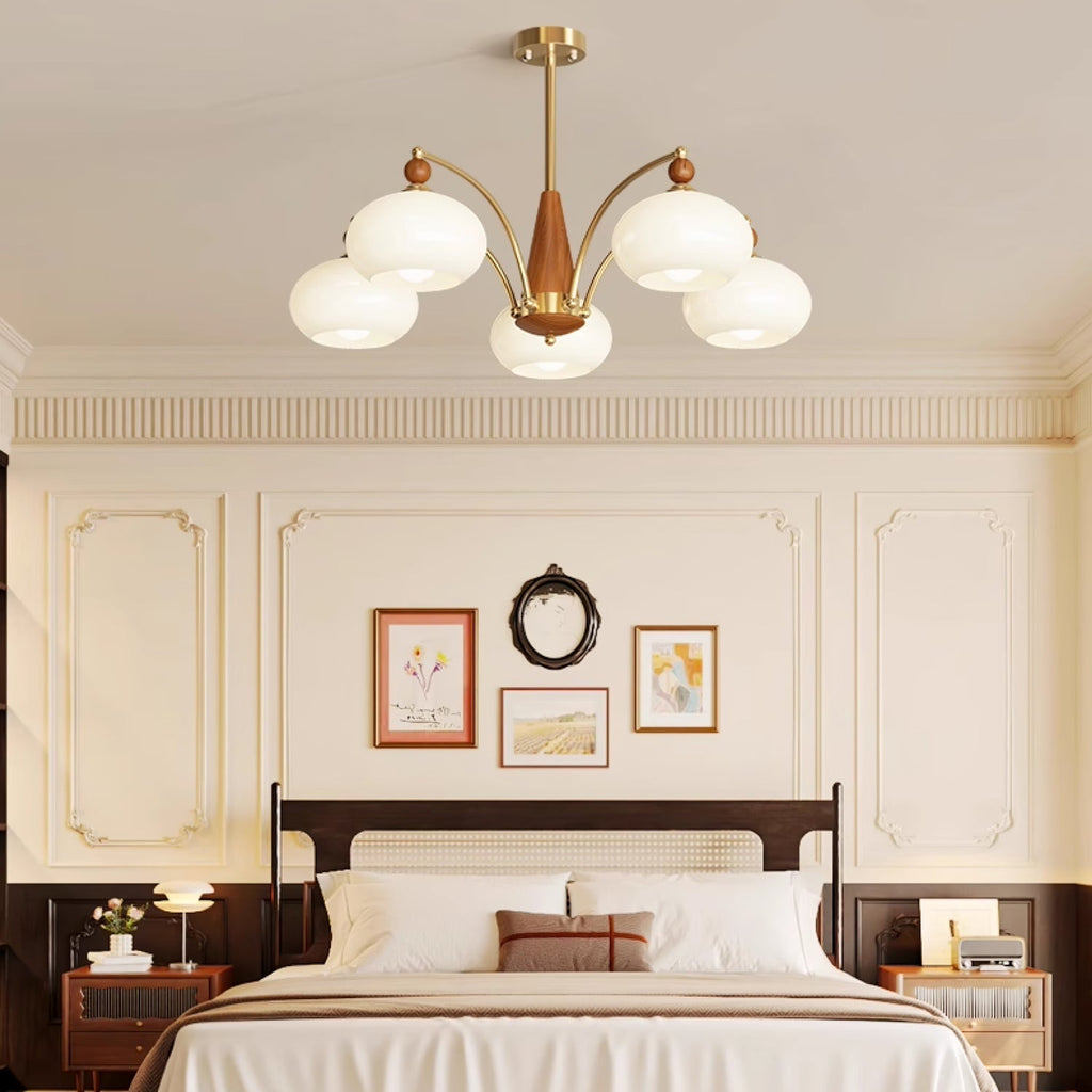 Lustra Pendant Lamp Retro Yellow Glass Brass