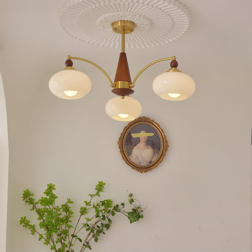 Lustra Pendant Lamp Retro Yellow Glass Brass