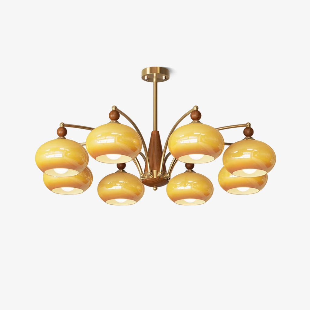 Lustra Pendant Lamp Retro Yellow Glass Brass