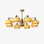 Lustra Pendant Lamp Retro Yellow Glass Brass