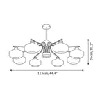 Chandelier White Glass Shades Chrome Walnut Arms Retro