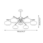 Chandelier White Glass Shades Chrome Walnut Arms Retro