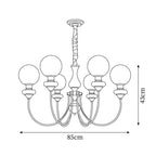 Chandelier Brass Curved Arms Walnut Vintage Elegant