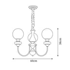 Chandelier Brass Curved Arms Walnut Vintage Elegant