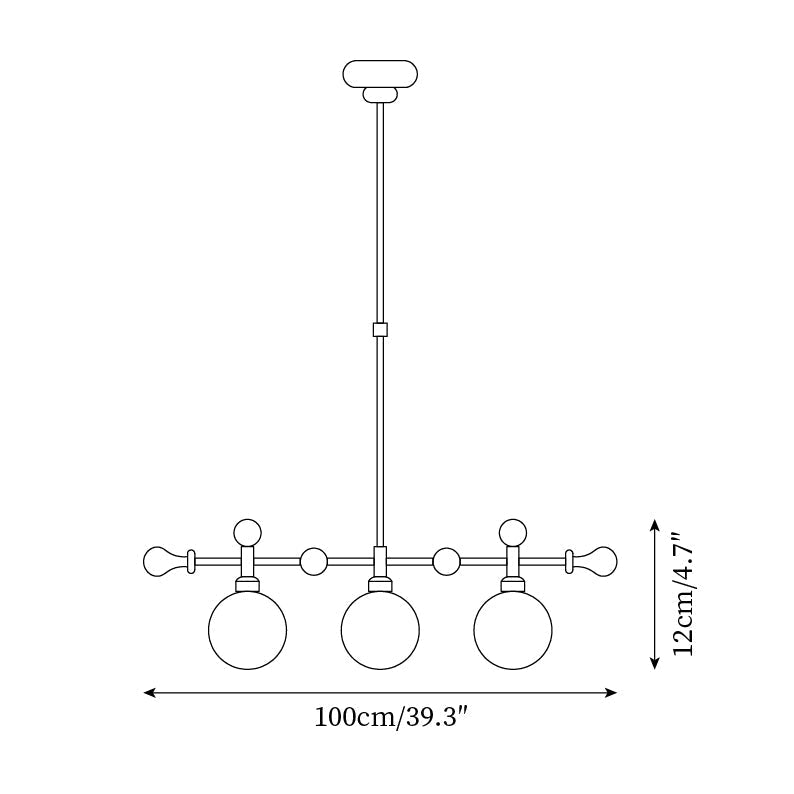 Chandelier Linear Globe LED/Incandescent for Dining Room Kitchen Island