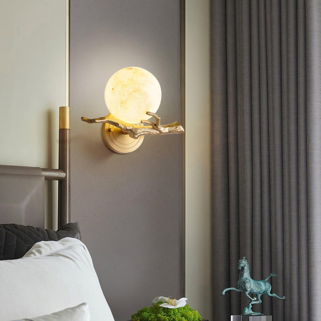Avzorion Retro Twigs Brass Marble Wall Lamp
