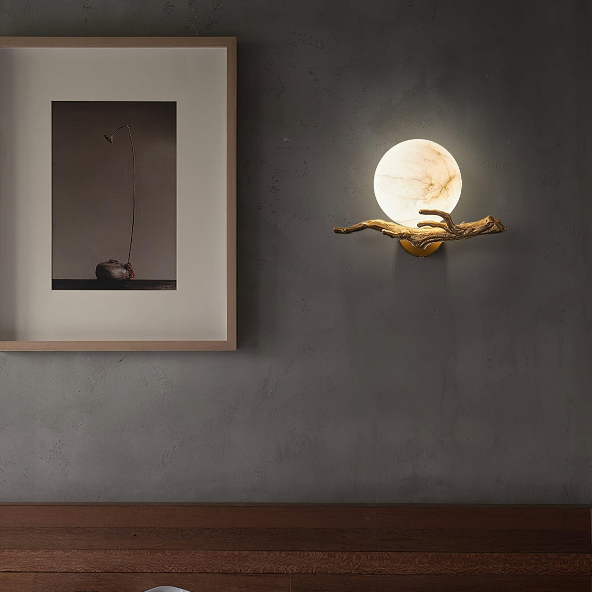 Avzorion Retro Twigs Brass Marble Wall Lamp