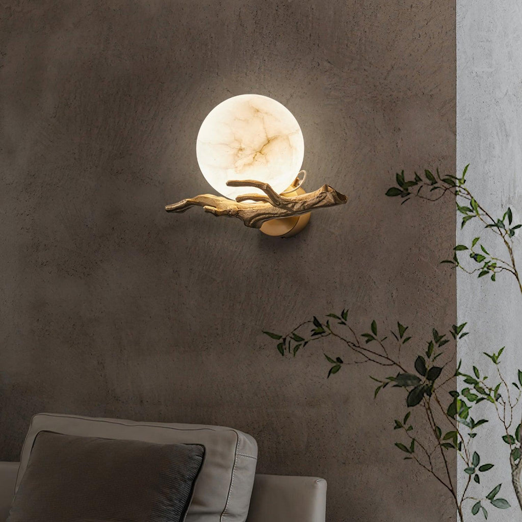 Avzorion Retro Twigs Brass Marble Wall Lamp