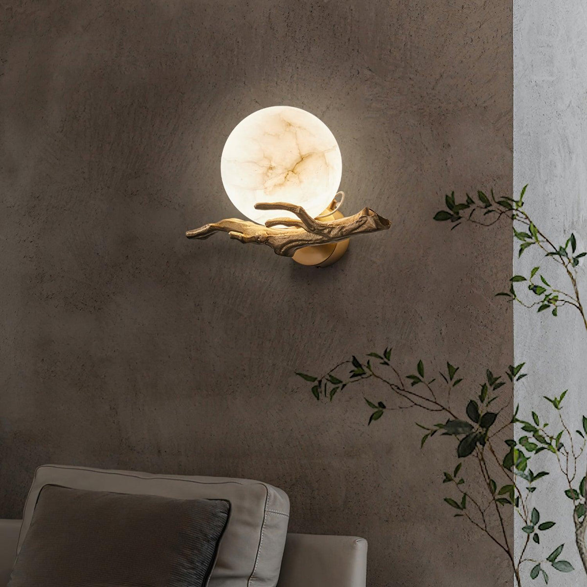 Avzorion Retro Twigs Brass Marble Wall Lamp