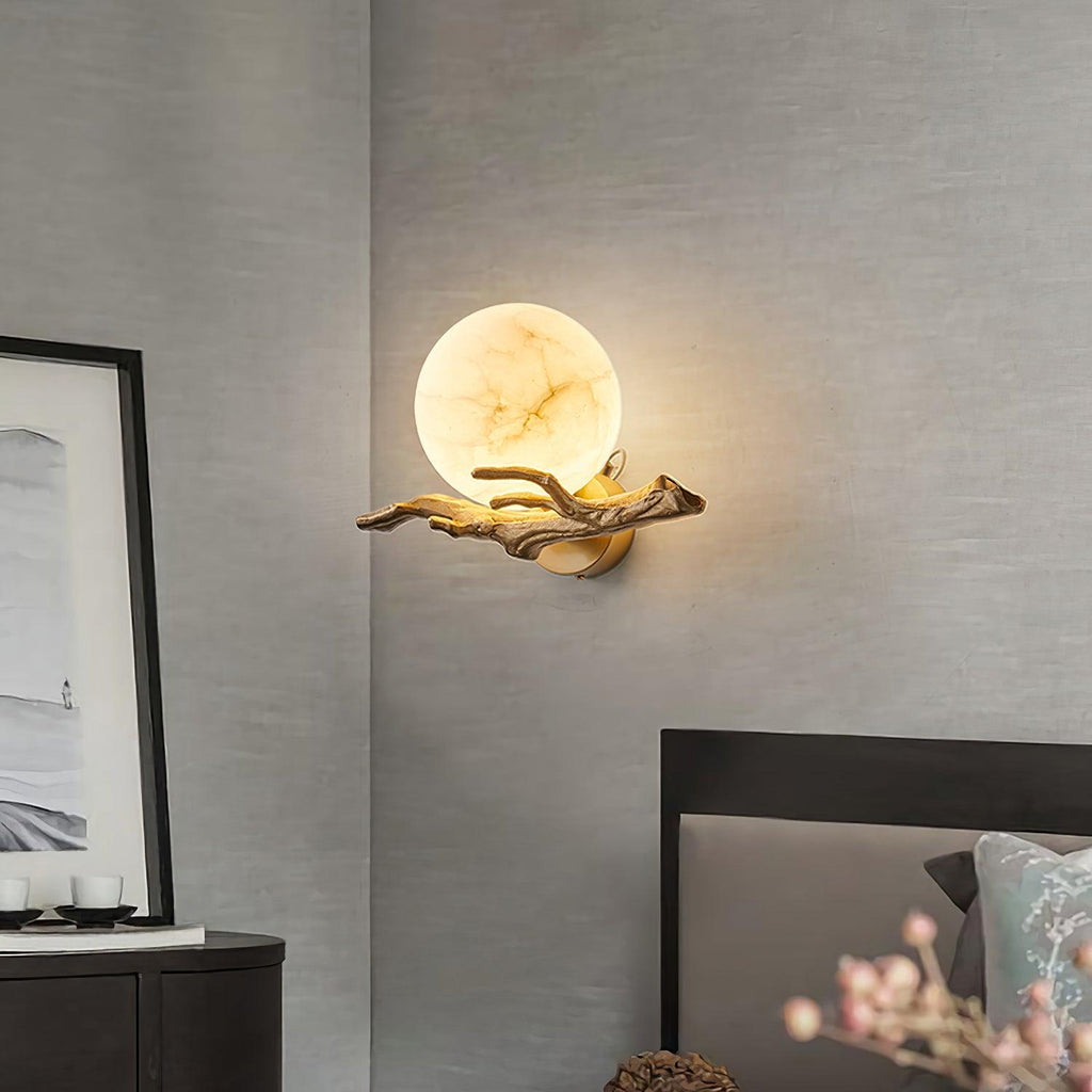 Avzorion Retro Twigs Brass Marble Wall Lamp