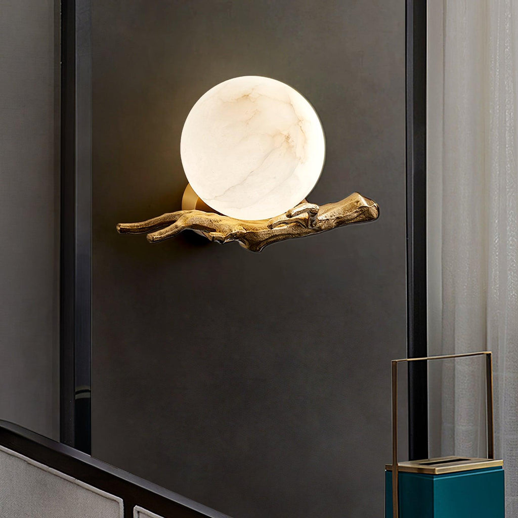 Avzorion Retro Twigs Brass Marble Wall Lamp