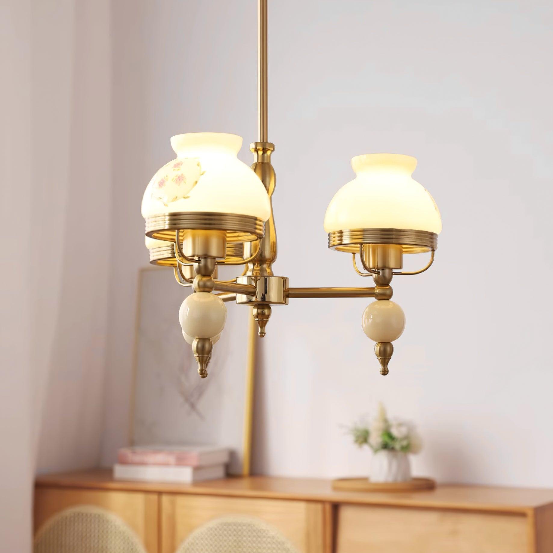 Chandelier Glass and Fixture for Dining or Living Room Vintage
