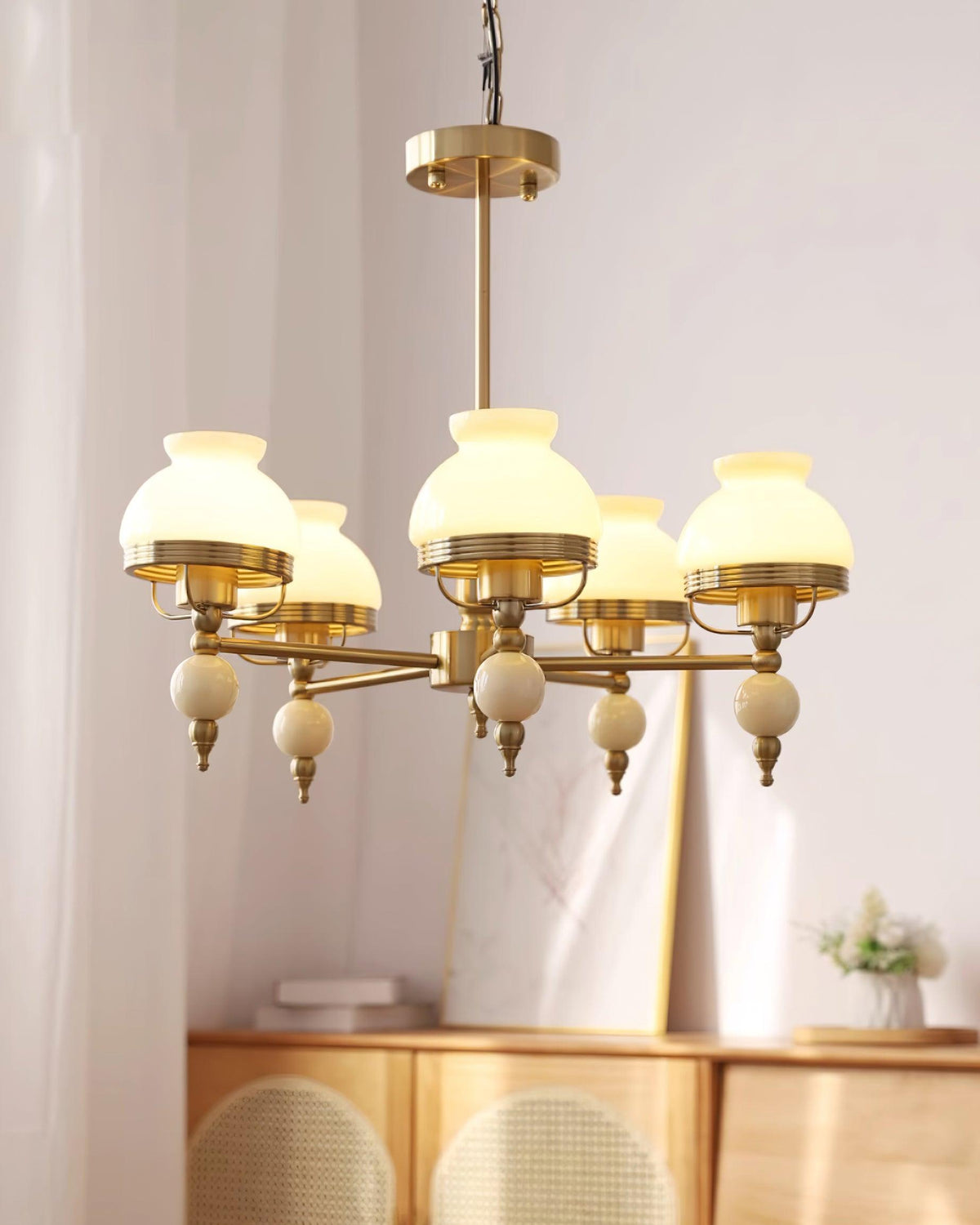 Chandelier Glass and Fixture for Dining or Living Room Vintage
