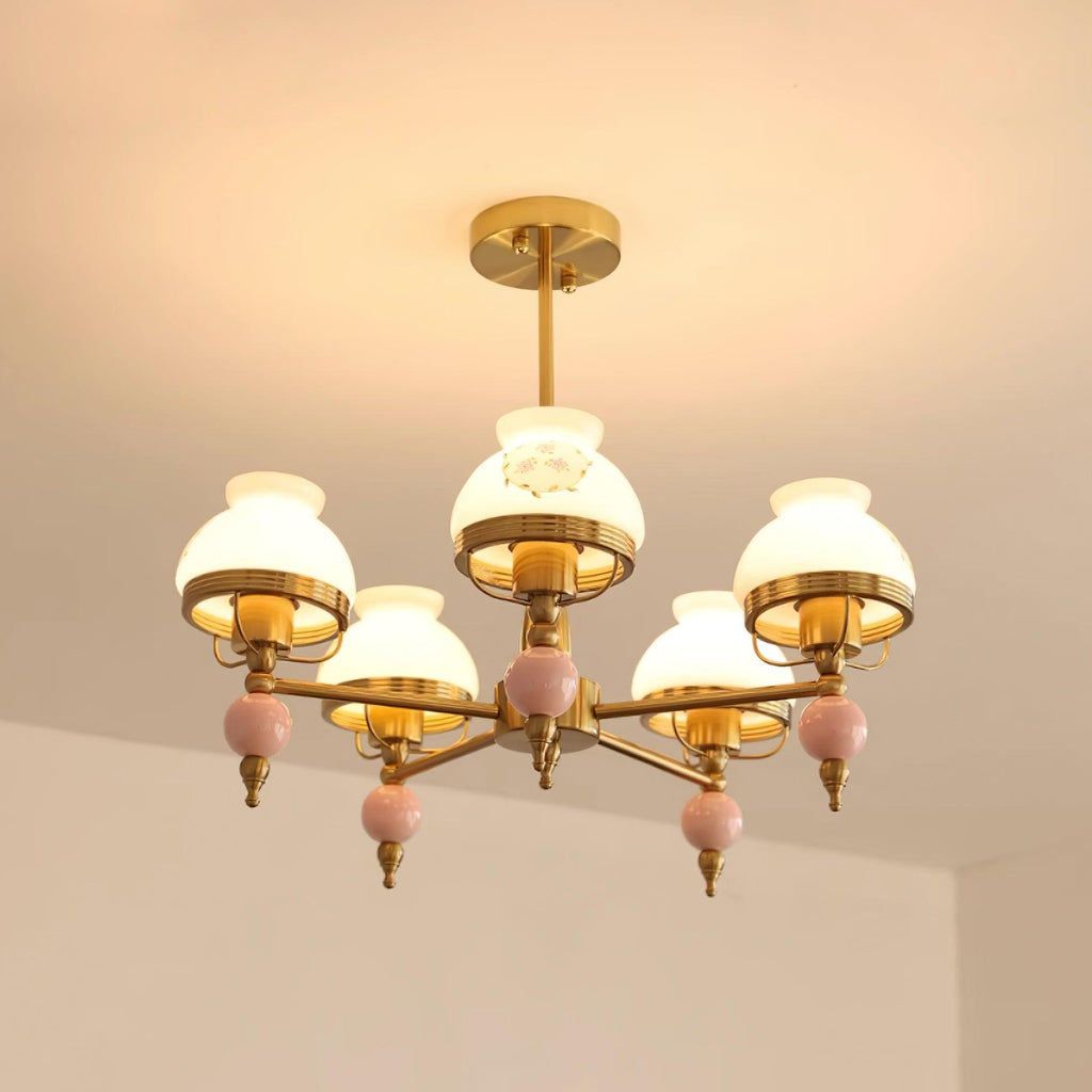 Chandelier Glass and Fixture for Dining or Living Room Vintage