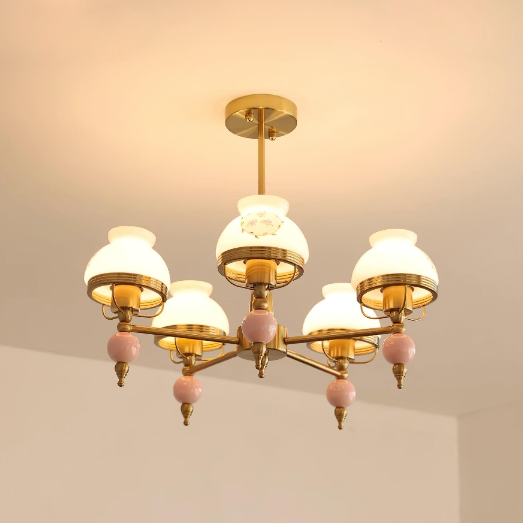 Chandelier Glass and Fixture for Dining or Living Room Vintage