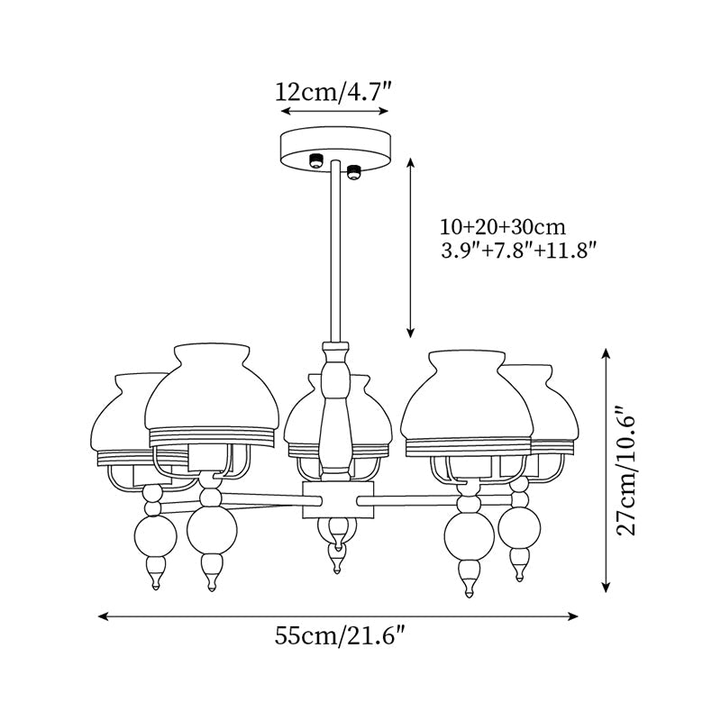 Chandelier Glass and Fixture for Dining or Living Room Vintage