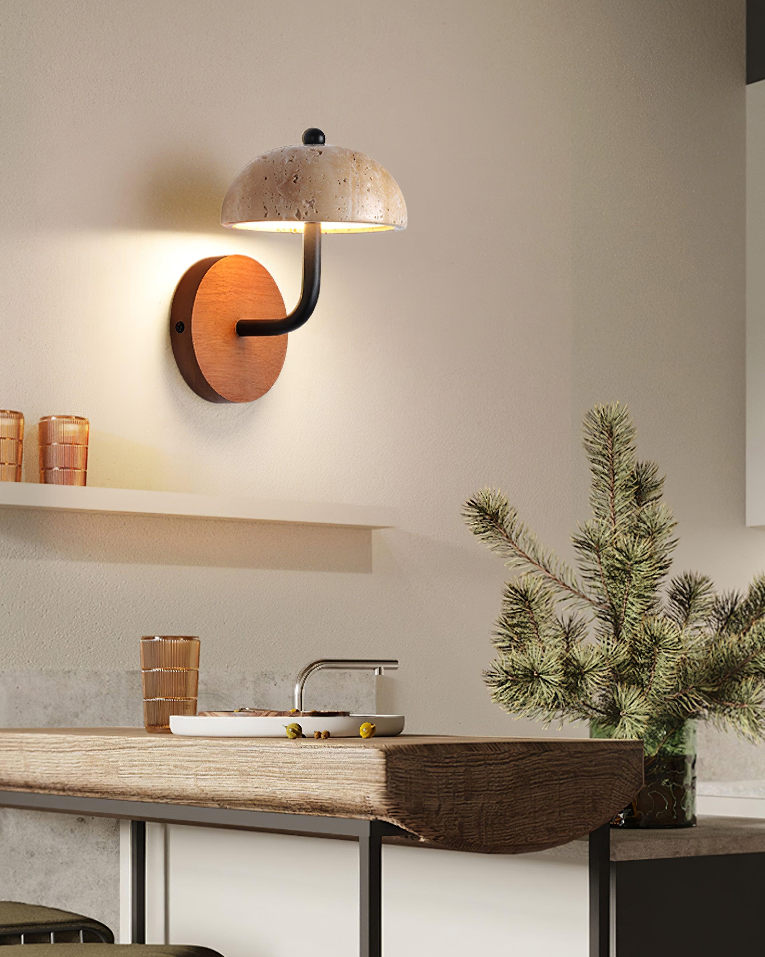 Solaro  Wall Light  Travertine  Half-dome   Shade