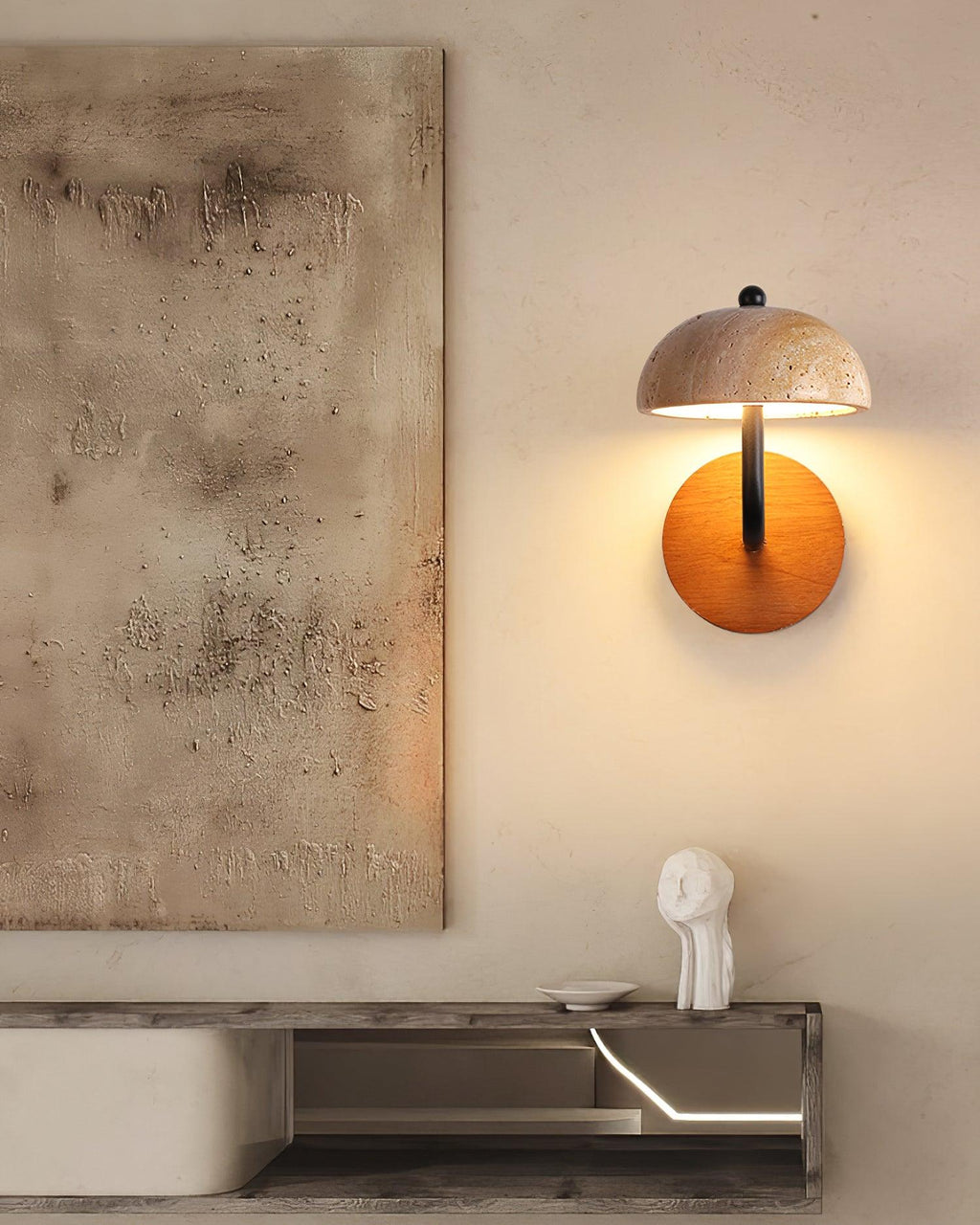 Solaro  Wall Light  Travertine  Half-dome   Shade