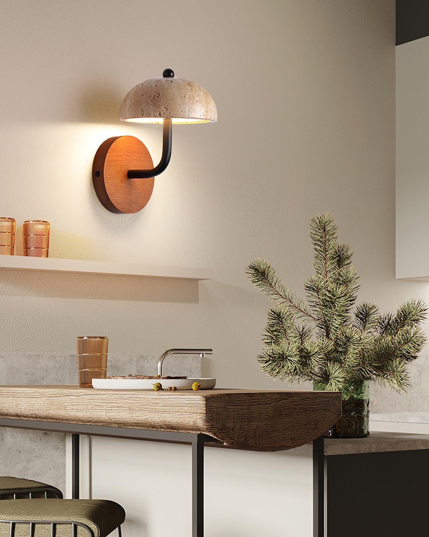 Solaro  Wall Light  Travertine  Half-dome   Shade