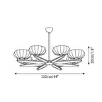 Chandelier Walnut Wood Arms and Opal Glass Shades Midcentury