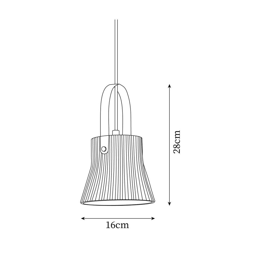 Pendant Lamp Ribbed White Ceramic with Brass Handle