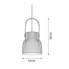Pendant Lamp Ribbed White Ceramic with Brass Handle